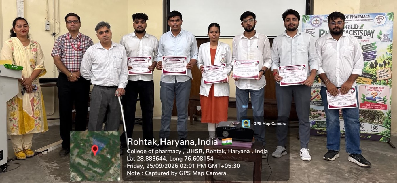 Organizers of World Pharmacist Day 2026, College of Pharmacy PGIMS: Subham Yadav, Raghunath, Nishant, Gaurav, Kavya, Kajal